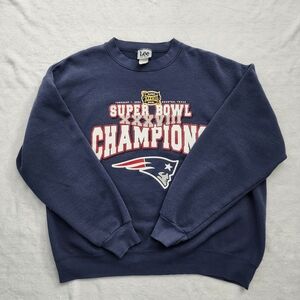 VINTAGE Y2K  Lee Blue Crewneck Sweatshirt Super‎ Bowl Unisex Large Streetwear